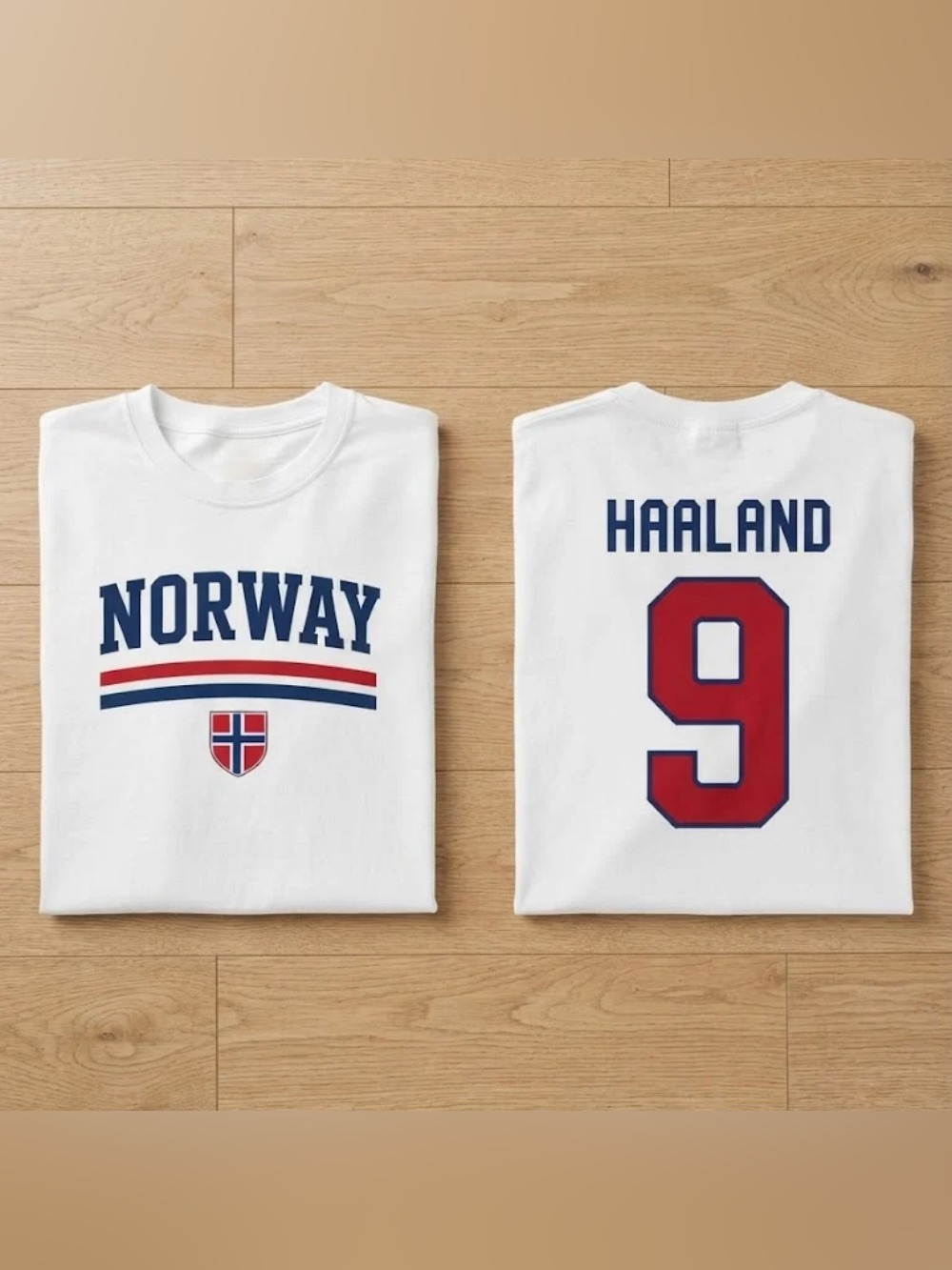 Erling Haaland Norway #9 Norway Soccer Jersey in White T-Shirt